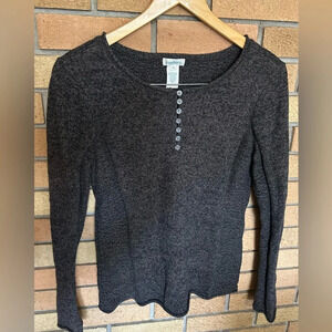 Sundance Quarter Button Homestead Henley Pullover Silk Blend Sweater Size Medium